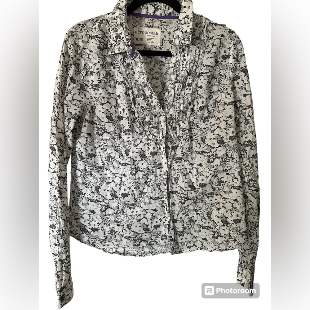 Aéropostale-Ladies Floral Button Up-XLARGE